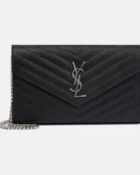 Saint Laurent Portafoglio Cassandre in pelle con tracolla Nero