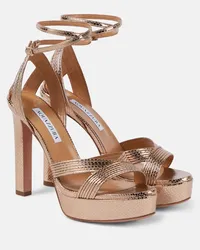 Aquazzura Sandali Ari 120 in pelle metallizzata con plateau Metallizzato