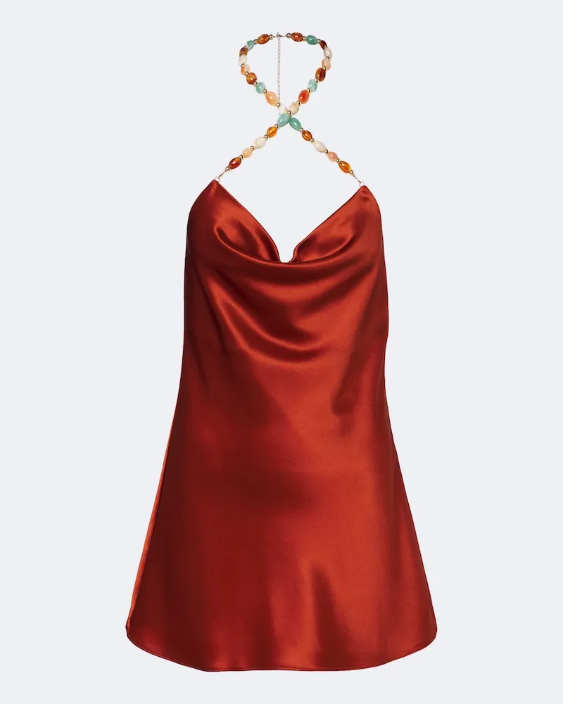 Retrofête Retrofête Abito corto Marvel in satin con perline Arancione