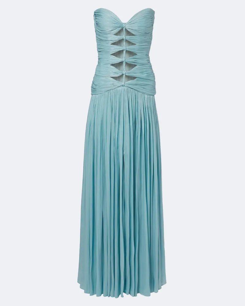 COSTARELLOS Abito lungo in georgette di Lurex Blu