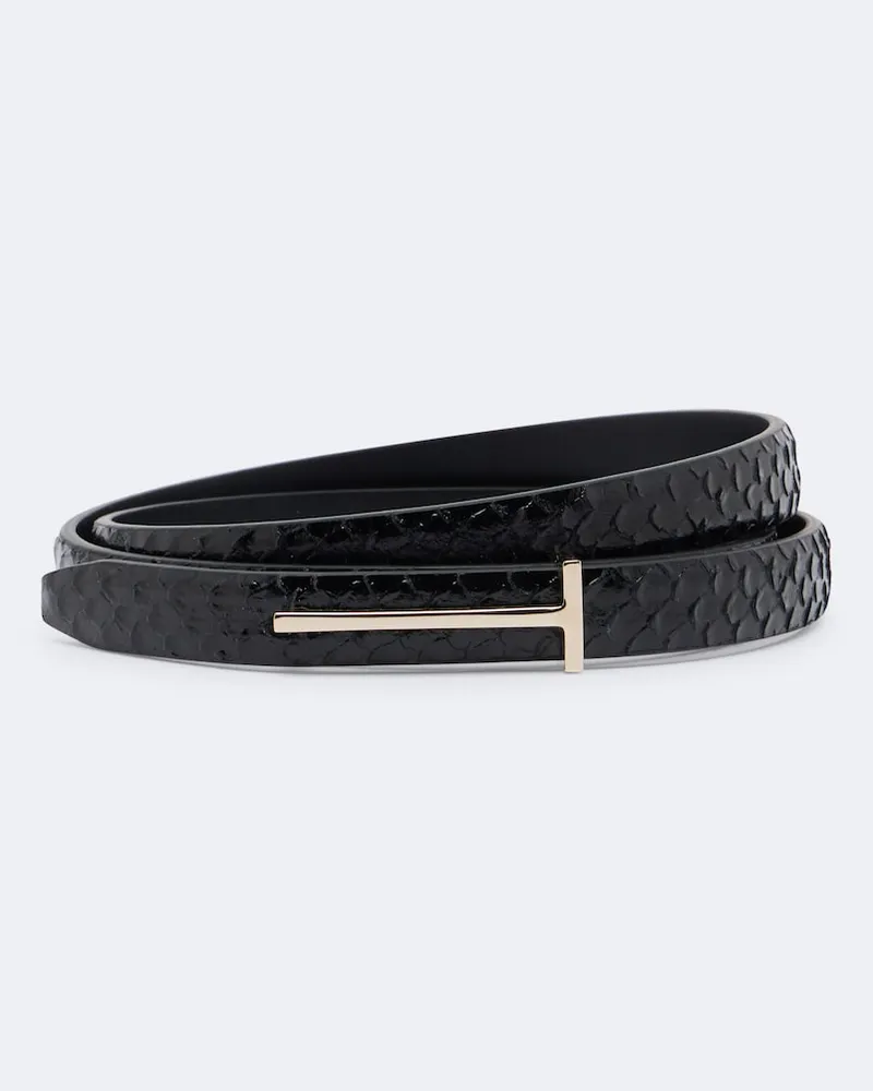Tom Ford Cintura T Icon in pelle Nero