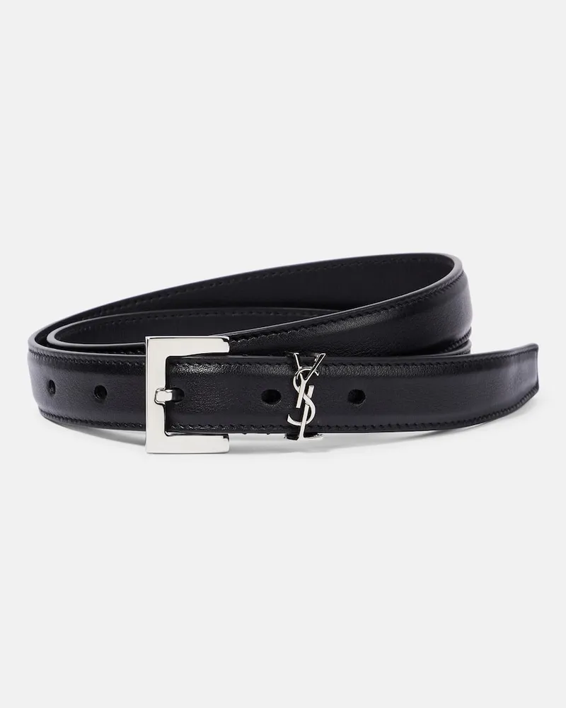 Saint Laurent Cintura Cassandre 20 in pelle Nero