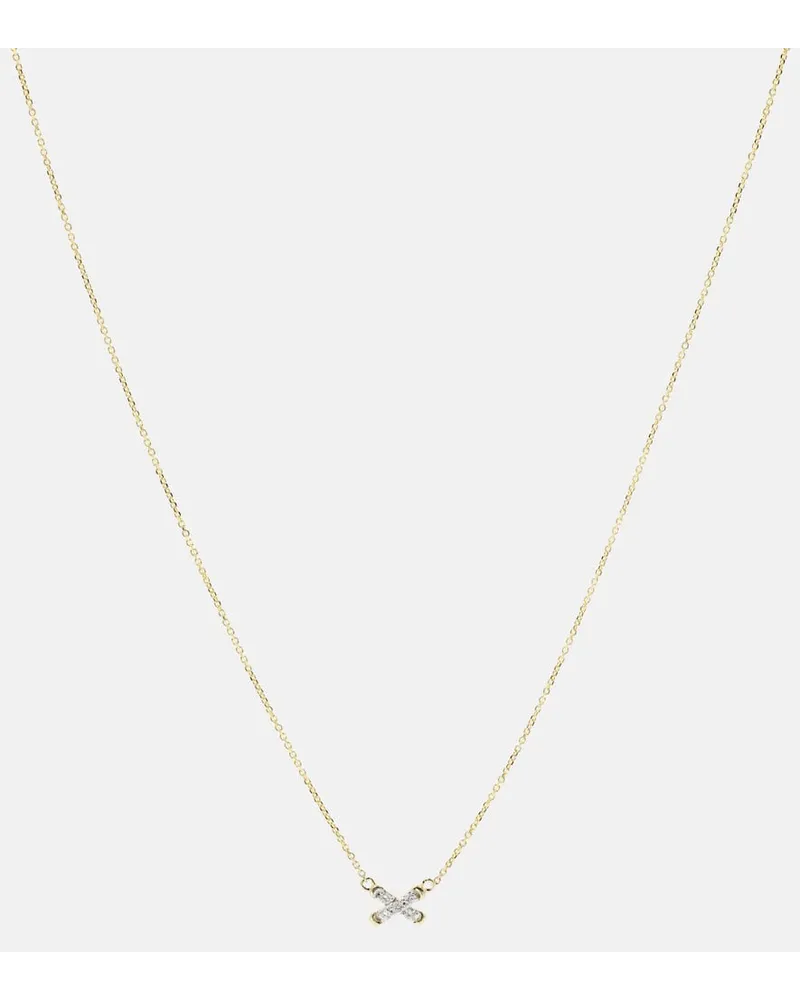 Stone & Strand Collana Diamond Cross Stitch in oro 14kt con diamanti Oro