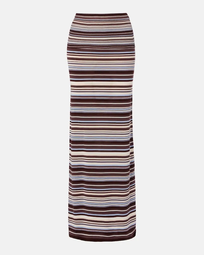 Aya Muse Gonna lunga in maglia a righe Marrone