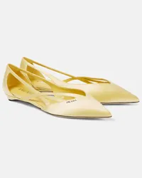 Prada Ballerine in raso con logo Giallo