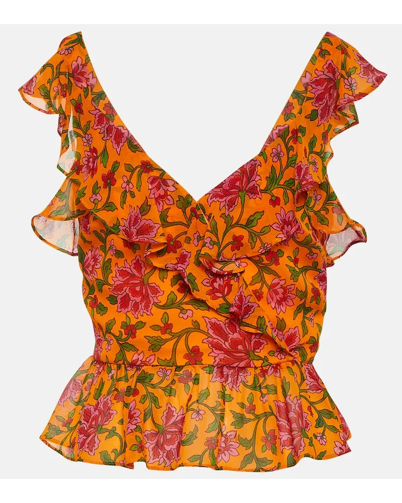 Veronica Beard Top in seta con stampa Arancione