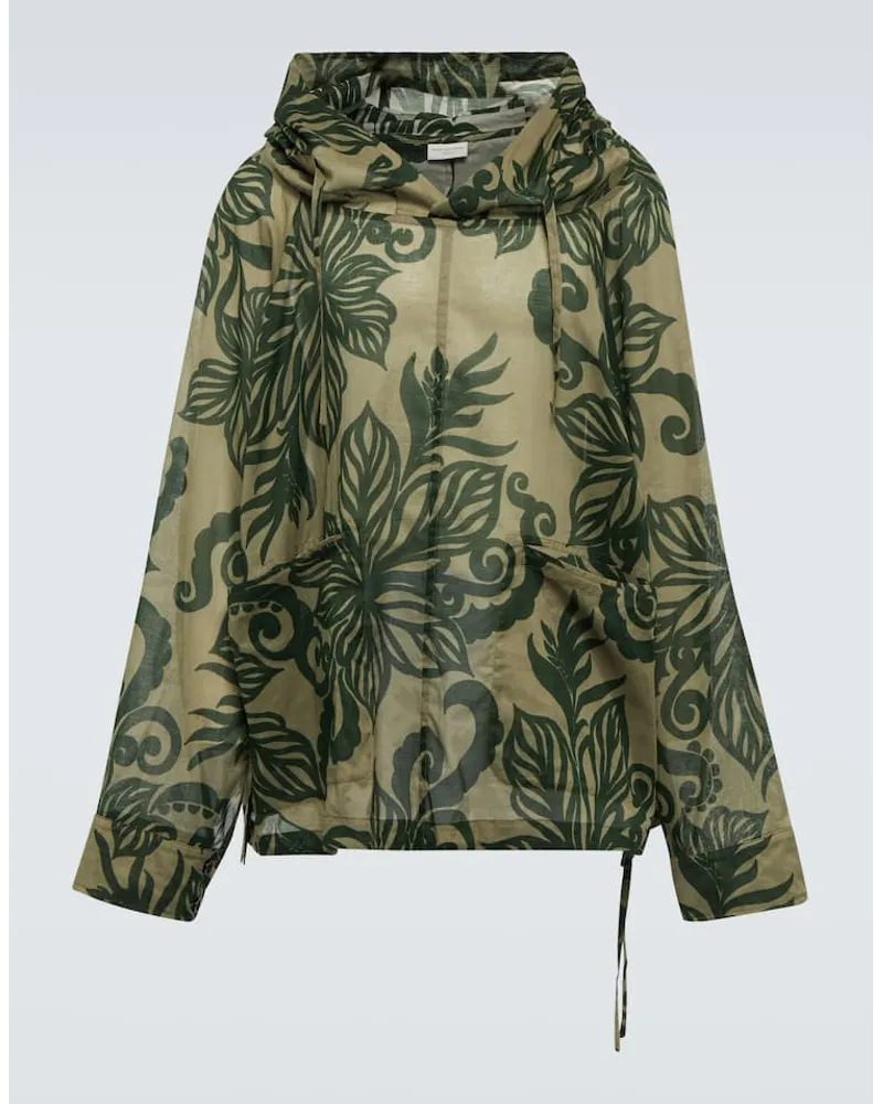 Dries van Noten Felpa Calva in cotone con stampa Verde