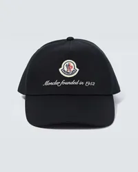 Moncler Cappello da baseball in cotone con logo Nero