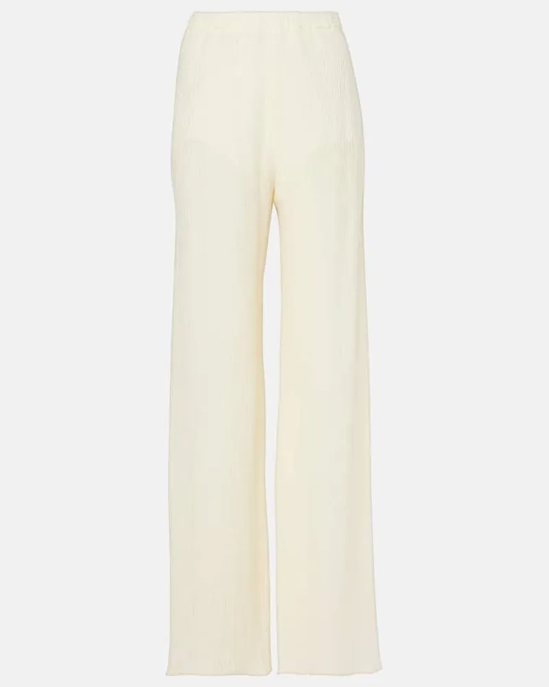 Taller Marmo Pantaloni regular Zoagli in misto cotone e seta Bianco