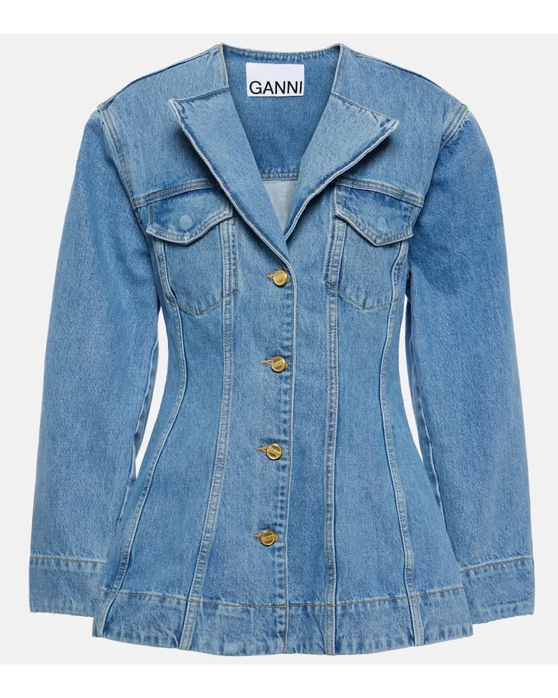 Ganni Blazer monopetto di jeans Blu