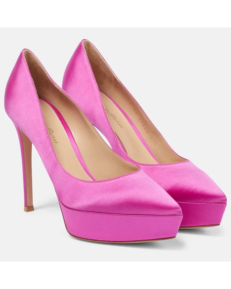 Gianvito Rossi Pumps con plateau Dasha in raso Rosa