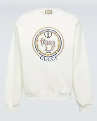 Gucci Felpa in jersey di cotone GG con ricamo Bianco