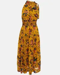 Ulla Johnson Abito midi Maya in chiffon di seta Multicolore