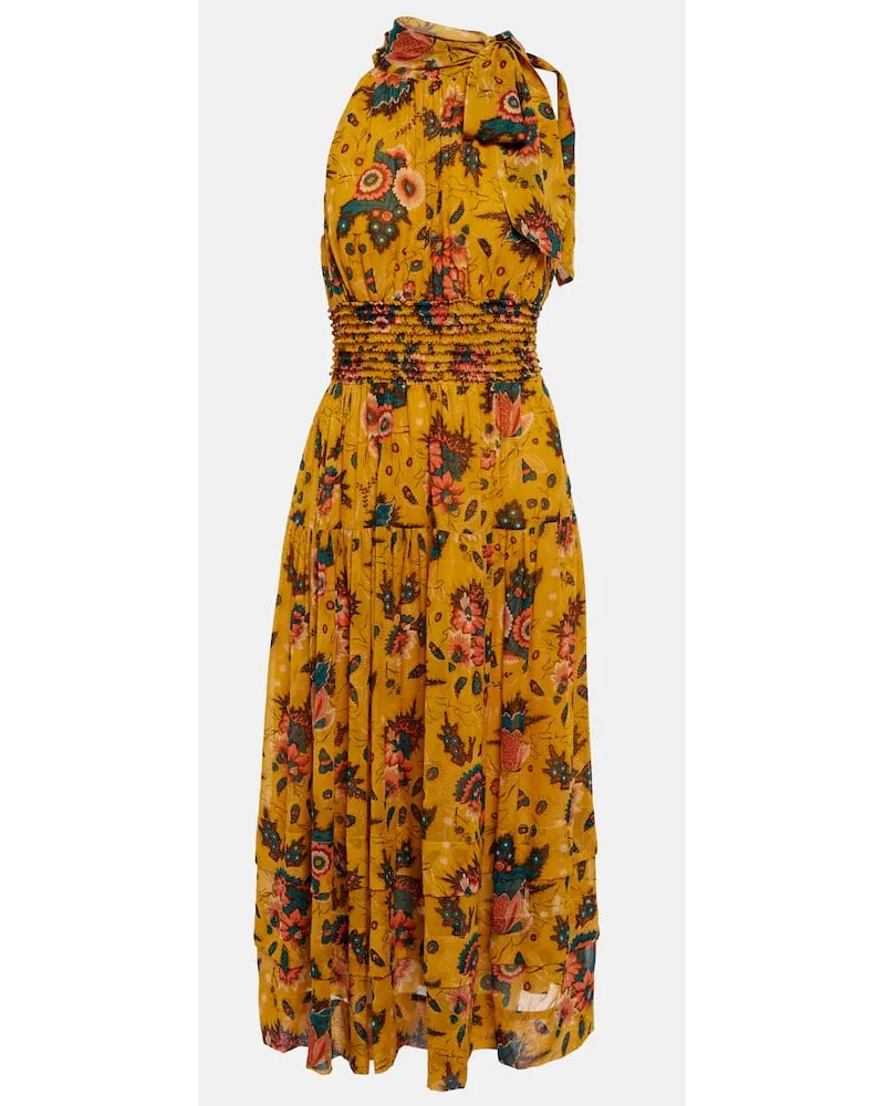 Ulla Johnson Abito midi Maya in chiffon di seta Multicolore