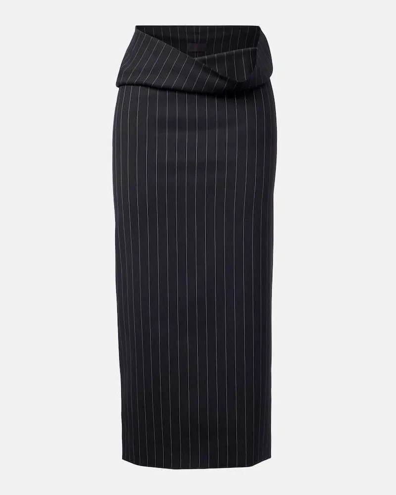 Thierry Mugler Gonna a tubino in lana gessata Blu