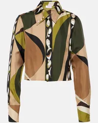 Emilio Pucci Camicia Pesci cropped in seta Multicolore