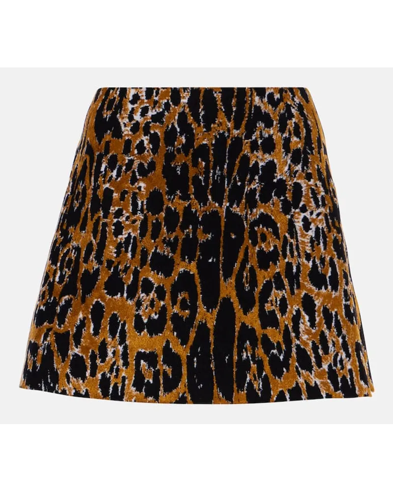 Alaïa AlaÃ¯a Minigonna con stampa leopardata Nero