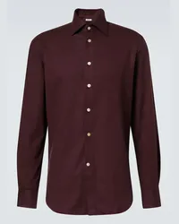 Kiton Camicia in cotone Borgogna