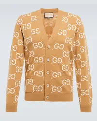 Gucci Cardigan in jacquard di lana GG Neutro