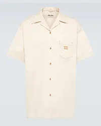 Miu Miu Camicia di jeans con logo Beige