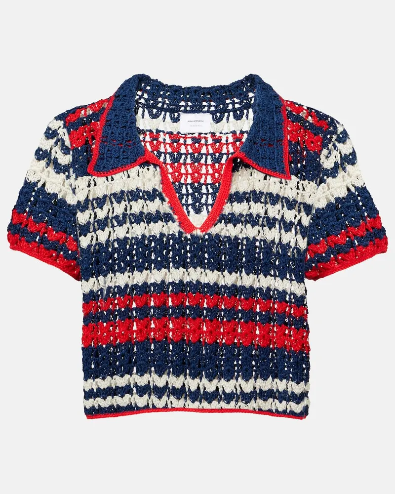 Anna Kosturova Top cropped in crochet di cotone Multicolore