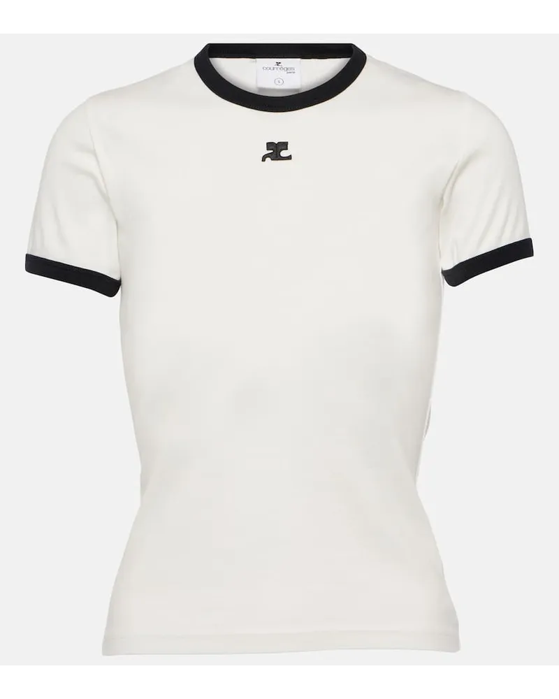Courrèges CourrÃ¨ges T-shirt in jersey di cotone con logo Bianco