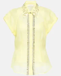 Zimmermann Blusa Matchmaker in lino e seta Giallo