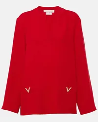 Valentino Garavani Blusa VGold in Cady Couture di seta Rosso