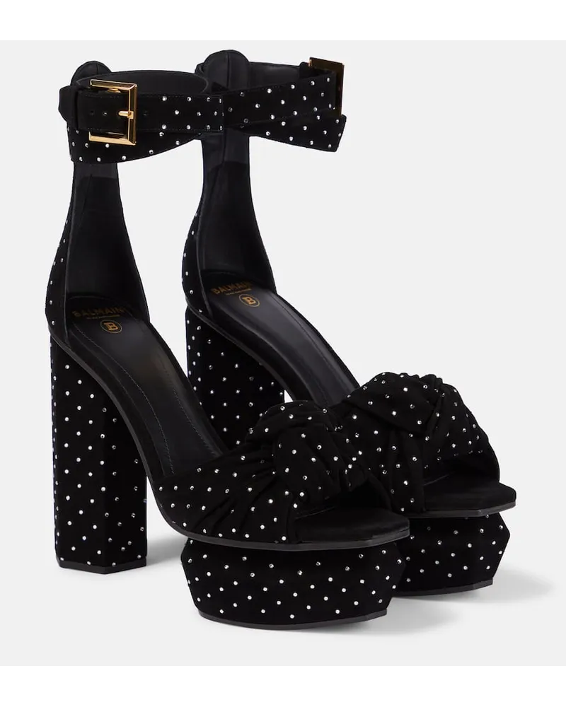 Balmain SandaliÂ Ava in suede con platform Nero