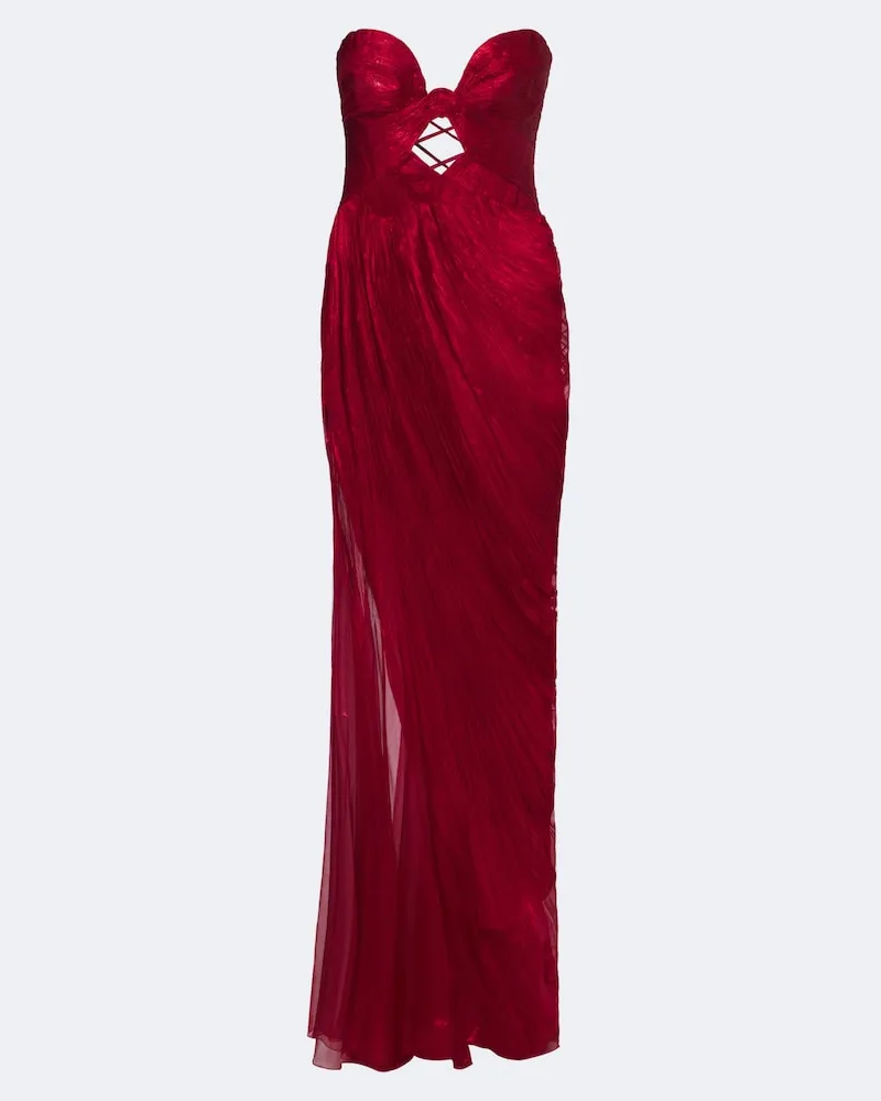 Maria Lucia Hohan Abito lungo Zephyra in seta metallizzata Rosso