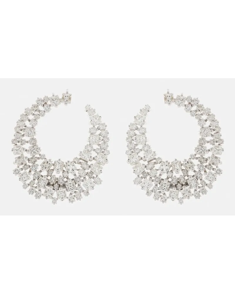 Suzanne Kalan Orecchini a cerchio in oro bianco 18kt con diamanti Argento
