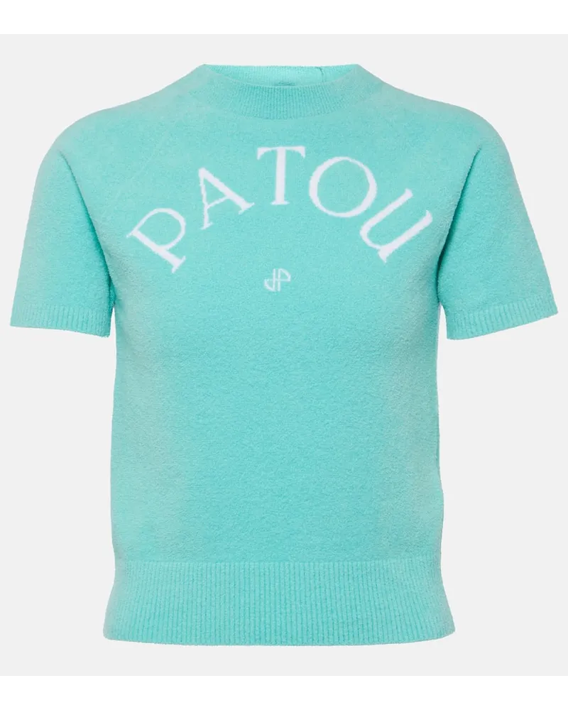 Patou T-shirt in maglia di misto cotone Blu