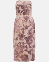 Dries van Noten Abito midi in velluto senza spalline Rosa