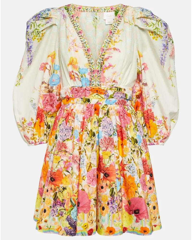 Camilla Miniabito Sunlight Symphony in cotone e seta Multicolore