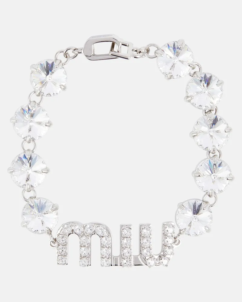 Miu Miu Bracciale con cristalli Argento