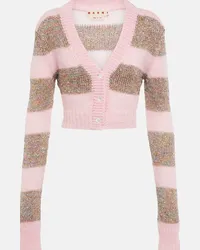 Marni Cardigan cropped a righe con paillettes Rosa