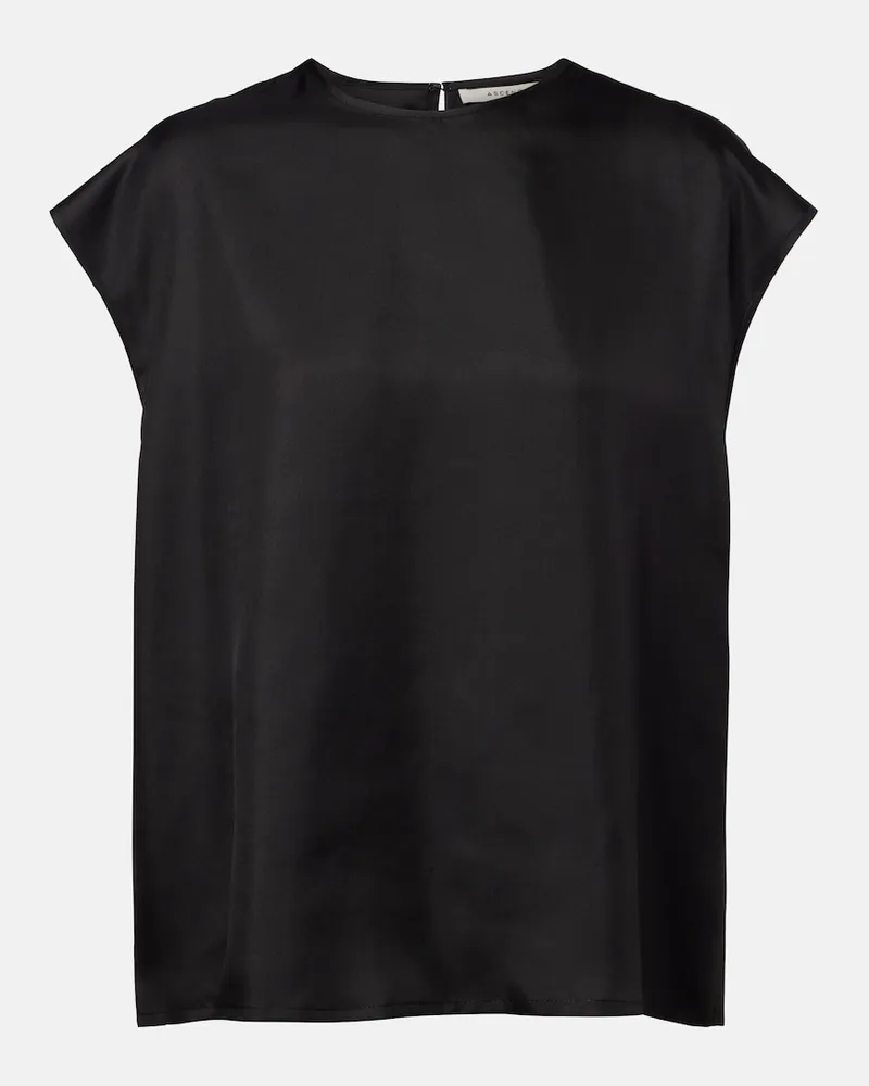ASCENO Top Dasha in twill di seta Nero