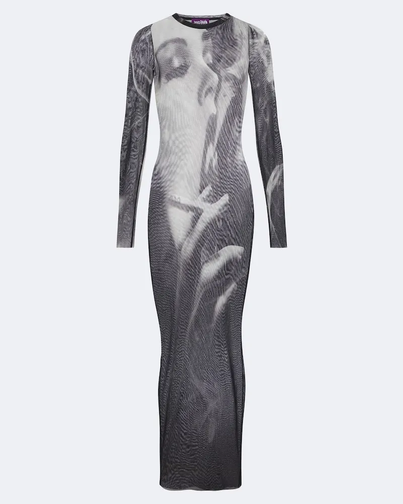 Jean Paul Gaultier Abito lungo in mesh con stampa Multicolore