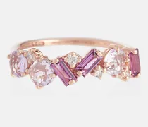 Anello Amalfi in oro rosa 14kt con diamanti e rodolite