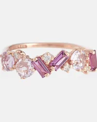 Suzanne Kalan Anello Amalfi in oro rosa 14kt con diamanti e rodolite Viola