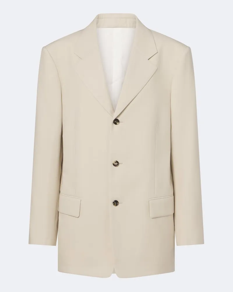 Bottega Veneta Blazer in misto lana e cotone a righe Beige