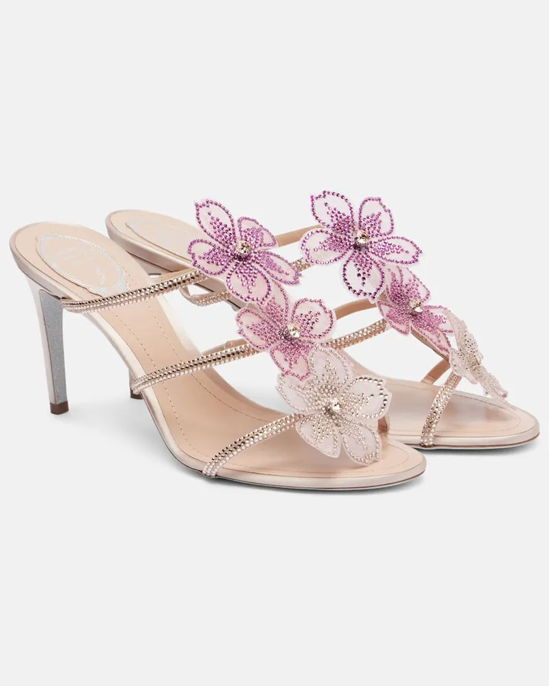 René Caovilla Sandali Peach Flower in pelle Beige