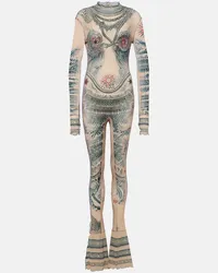 Jean Paul Gaultier Jumpsuit in mesh con stampa Multicolore