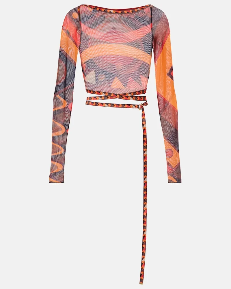 Emilio Pucci Top cropped Vivara in tulle Arancione