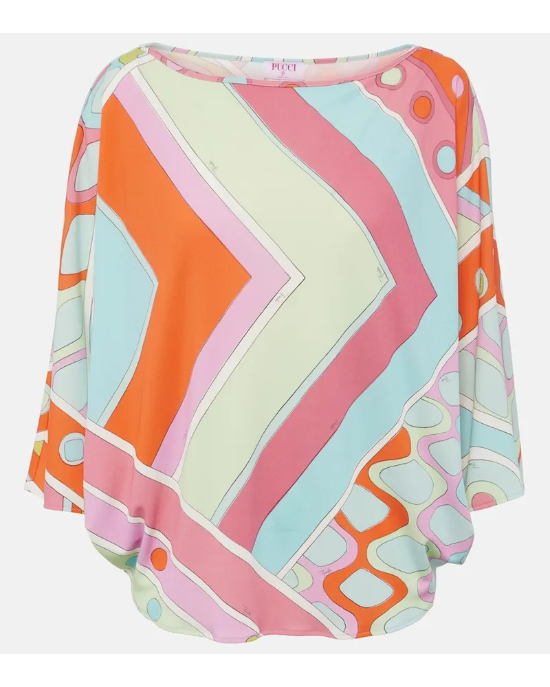 Emilio Pucci Poncho Vivara con stampa Rosa
