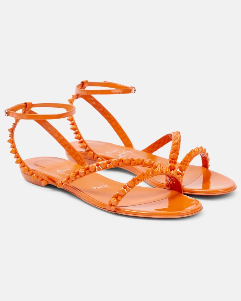 Christian Louboutin Sandali Mafaldina Spikes in vernice Arancione