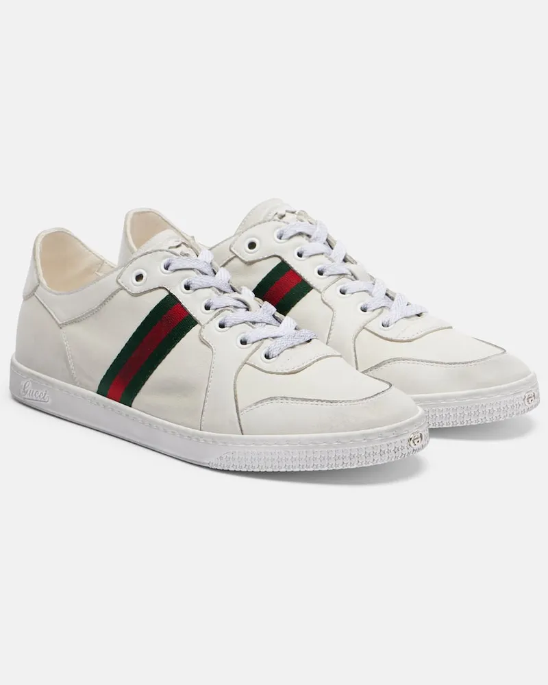 Gucci Sneakers Stretch Web Stripe in pelle Bianco