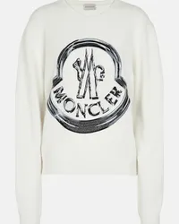 Moncler Pullover in lana e cashmere con logo Bianco