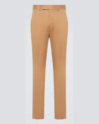 Ermenegildo Zegna Pantaloni da abito in misto cotone Beige