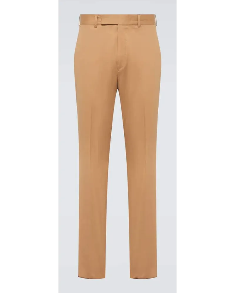 Ermenegildo Zegna Pantaloni da abito in misto cotone Beige